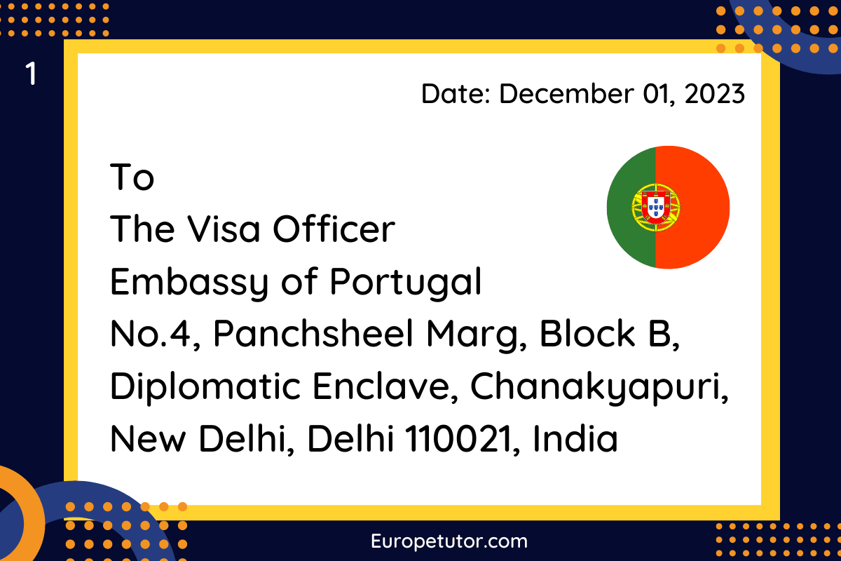Section one of Portugal Work Visa Rejection Appeal Letter